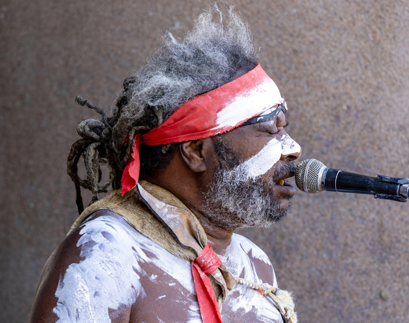 image 5: Australian Aboriginal elder with dreadlocks singing