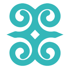 Dwennimmen symbol: ram's horns formed into a quadruple repetition pattern meaning strength, humility, wisdom, learning.