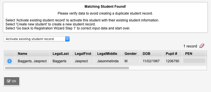 student record